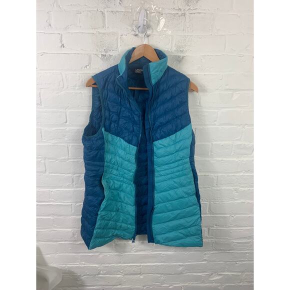 Lands' End Women's Ultralight Packable Down Long Puffer Vest Teal Blue Size M - Picture 1 of 5